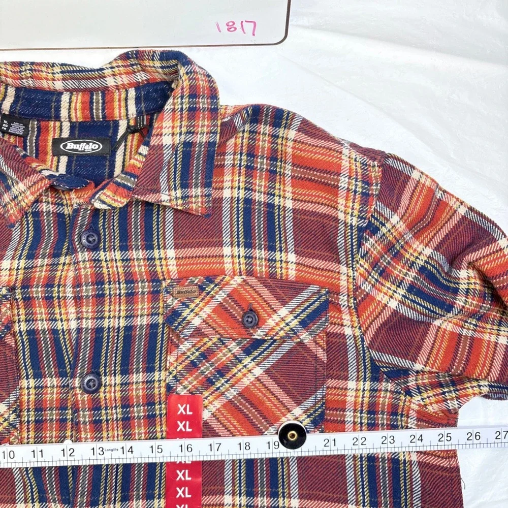 Buffalo David Bitton Scottie Mens XL Red Plaid Cotton Flannel Shirt Jacket NEW